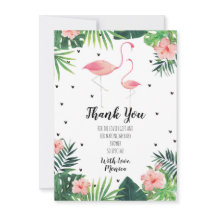Flamingo thema Baby shower bedankkaart