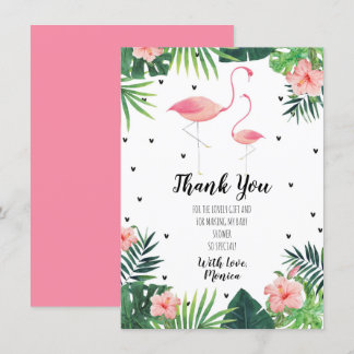 Flamingo thema Baby shower bedankkaart Kaart