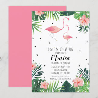Flamingo thema Baby shower uitnodiging