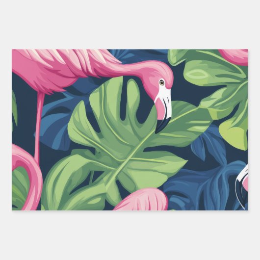 Flamingo thema cadeaupapier (Voorkant)