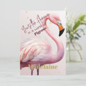 Flamingo Thema Roze Goud Verjaardag Kaart (Staand voorkant)