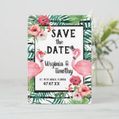 Flamingo Thema Save the Date (Staand voorkant)