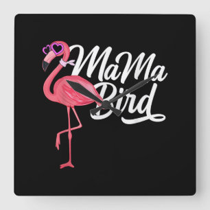Flamingo Theme Birthday Gift - Mama Bird Flamingo Vierkante Klok