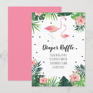Flamingo Thleed Baby shower Diaper Raffle Card Kaart