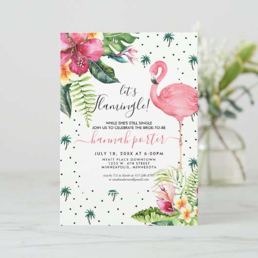 Flamingo Thmed Bachelorette Party Kaart (Staand voorkant)