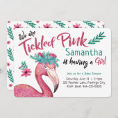 Flamingo Tickeld Roze Baby shower Kaart (Voorkant / Achterkant)