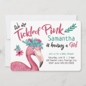 Flamingo Tickeld Roze Baby shower Kaart (Voorkant)