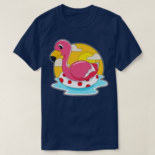 Flamingo tijdens het zwemmen met Lifebuoy T-shirt (Design voorkant)