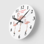 FLAMINGO TIME, 3 Roze Flamingo Birds Ronde Klok (Hoek)