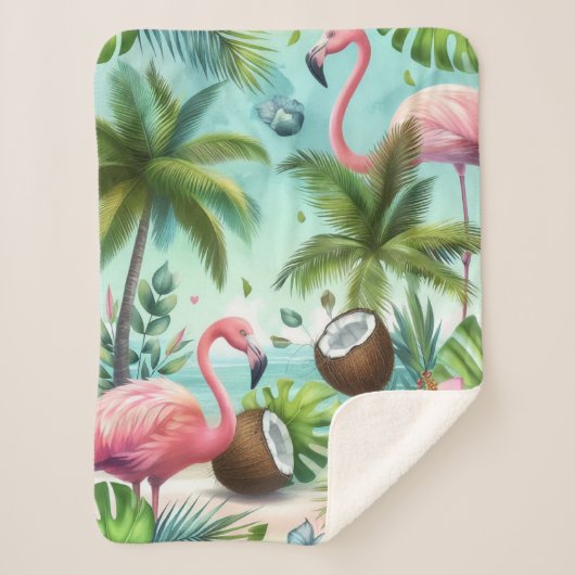 Flamingo Toevlucht Sherpa Deken (Voorkant)