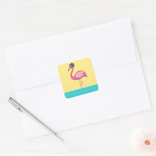 Flamingo Top Hat Sticker (Envelop)