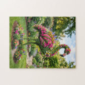 Flamingo Topiary in Tropische Bloementuin Legpuzzel (Horizontaal)