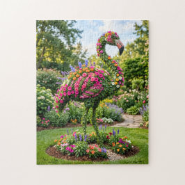 Flamingo Topiary in Tropische Bloementuin Legpuzzel