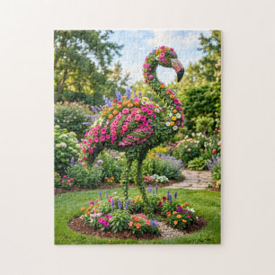 Flamingo Topiary in Tropische Bloementuin Legpuzzel