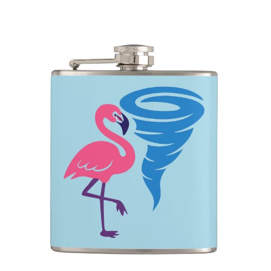 Flamingo Tornado Bold Moderne Grafische Kunst Heupfles (Voorkant)