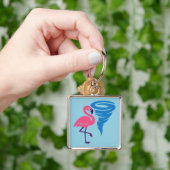 Flamingo Tornado Bold Moderne Grafische Kunst Sleutelhanger (Hand)