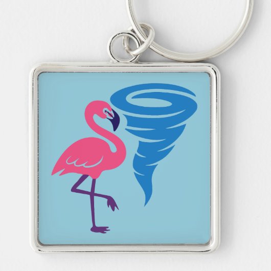 Flamingo Tornado Bold Moderne Grafische Kunst Sleutelhanger (Voorkant)