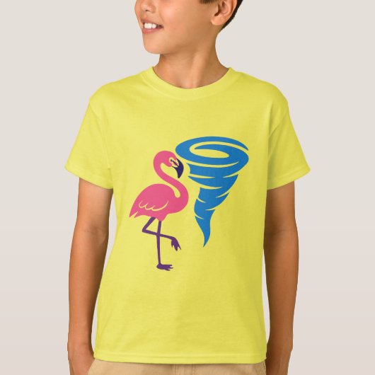 Flamingo Tornado Bold Moderne Grafische Kunst T-shirt (Voorkant)