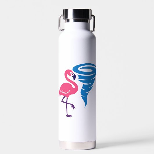 Flamingo Tornado Bold Moderne Grafische Kunst Waterfles (Voorkant)