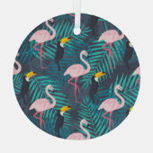 Flamingo, toucan: tropisch bladpatroon glas ornament (Achterkant)