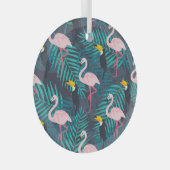 Flamingo, toucan: tropisch bladpatroon glas ornament (Voorkant Rechts)