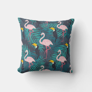 Flamingo, toucan: tropisch bladpatroon kussen