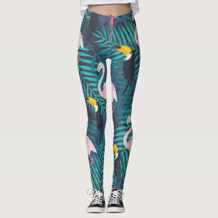 Flamingo, toucan: tropisch bladpatroon leggings