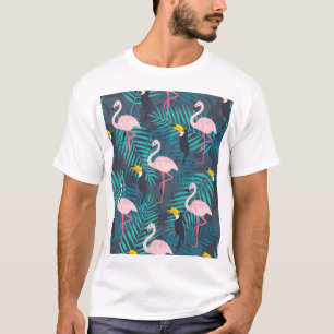 Flamingo, toucan: tropisch bladpatroon t-shirt