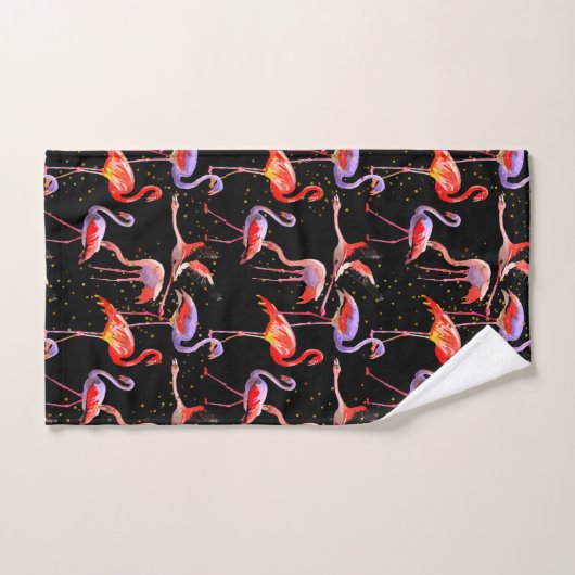 Flamingo Towel dat met Zwarte Achtergrond wordt ge Bad Handdoek (Handdoek)