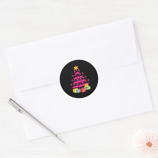 Flamingo Tree Funny Ugly Christmas Ronde Sticker (Envelop)