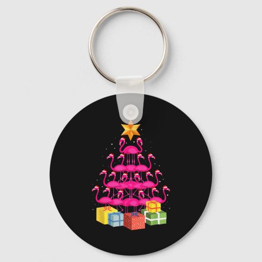 Flamingo Tree Funny Ugly Christmas Sleutelhanger (Voorkant)