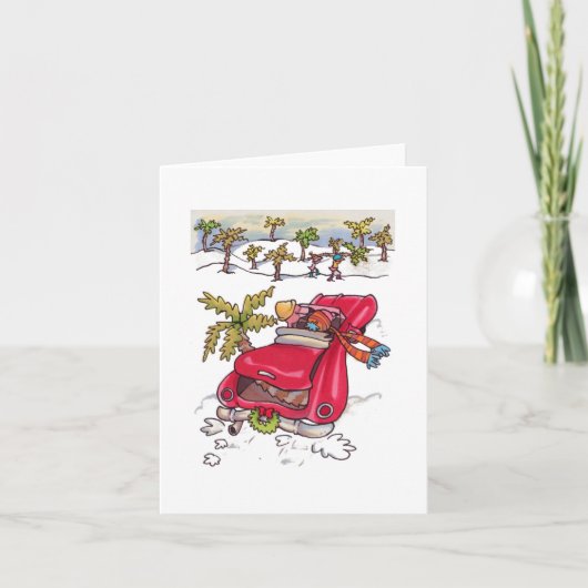 Flamingo Tree Holiday Notecard Feestdagen Kaart (Voorkant)
