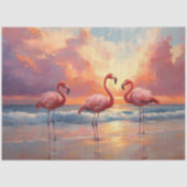 Flamingo Trio op het strand Decoupage Tissuepapier (Voorkant)