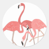 Flamingo Trio Ronde Sticker (Voorkant)