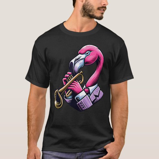 Flamingo Trompet Pak Uniek T-shirt (Voorkant)