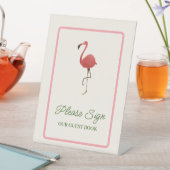 Flamingo Tropen Kust Strand Logboek voor gasten Reclamebord Met Voetstuk (Insitu)