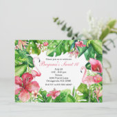 Flamingo Tropen Zomer Verjaardagsfeest Uitnodiging (Staand voorkant)