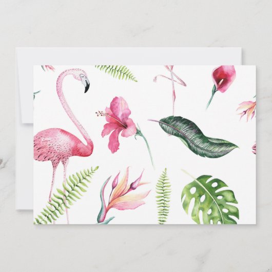 Flamingo Tropen Zomer Verjaardagsfeest Uitnodiging (Achterkant)