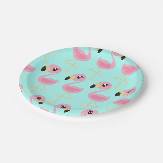 Flamingo Tropical 1st Birthday Borden Papieren Bordje (Gekanteld)