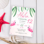 Flamingo tropical Aloha kinder budgetverjaarfeest<br><div class="desc">Cute roze flamingo en groene tropische bladeren geven kinderen een budget voor verjaardagsfeestjes met Aloha handgeschreven script. Geschikt voor meisjes tropische Hawaiian luau-thema, zomerstrand, pool of door de verjaardagspartijen van het zee. LEES DIT ALVORENS HET KOPEN! Dit is een betaalbare trouwkaart die op papier is gedrukt (elk vel heeft één...</div>