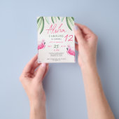 Flamingo tropical Aloha kinder budgetverjaarfeest Flyer (Hand)