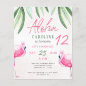 Flamingo tropical Aloha kinder budgetverjaarfeest Flyer (Voorkant)
