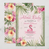 Flamingo Tropical Baby shower Kaart (Voorkant / Achterkant)