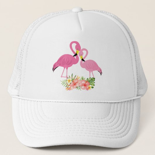 Flamingo Tropical Baseball Pet Trucker Hat (Voorkant)
