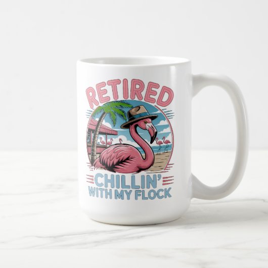 Flamingo Tropical Beach Retirement Humor Koffiemok (Rechts)