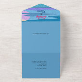 Flamingo Tropical Beach Trouwinformatie RSVP All In One Uitnodiging (Buitenkant)