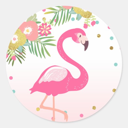 Flamingo Tropical Birthday Envelope Seal Sticker (Voorkant)