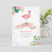 Flamingo Tropical Birthday Invitation Kaart (Staand voorkant)
