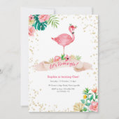 Flamingo Tropical Birthday Invitation Kaart (Voorkant)
