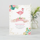Flamingo Tropical Birthday Invitation Kaart (Staand voorkant)